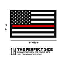 Load image into Gallery viewer, Thin Red Line American Flag Magnet for Vehicles (9" x 7") – Die-Cut – Made in USA – Thin Red Line Flag Magnet for Car, Truck, SUV