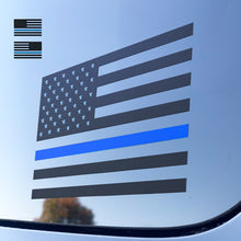 Load image into Gallery viewer, Thin Blue Line American Flag Decals (1 pair)