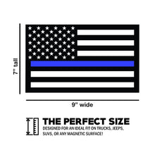 Load image into Gallery viewer, Thin Blue Line Magnet (Large) - 9 x 7 – Made in The USA – Strong Weatherproof Police Support Thin Blue Line Magnet
