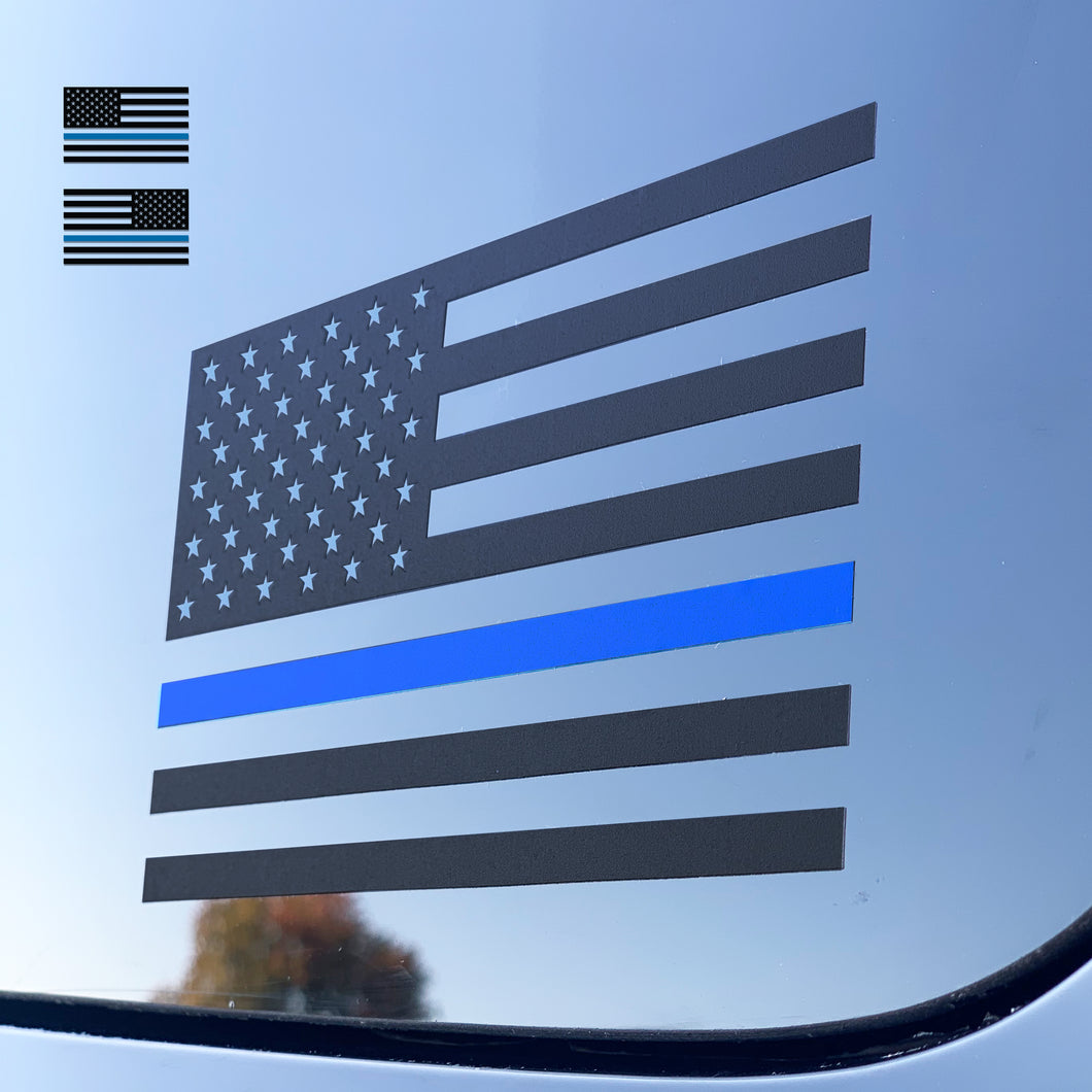 Thin Blue Line American Flag Decals (1 pair)