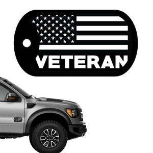 American Flag Veteran Dog Tag Decal